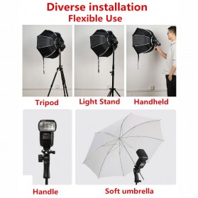 TaffSTUDIO Payung Studio Octagonal Umbrella Softbox Reflektor Flash 65CM - KS65 - Black - 6