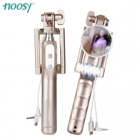 Noosy Night Sky Selfie Stick with Wired Remote Shutter, LED Light and Back Mirror - BR10 - Black - 2