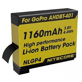 NITECORE Battery Replacement 1160mAh for GoPro Hero4 AHDBT-401 - NLGP4 - Yellow