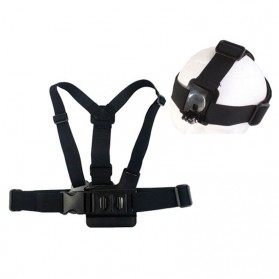 SJCAM Head Strap dan Chest Strap Mount for Action Cam - GP59 - Black