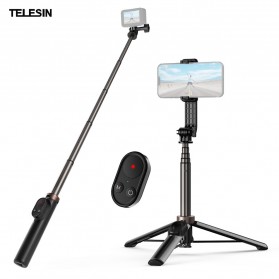 Monopod & Grip Action Camera - Telesin Mini Tripod Tongsis Selfie Stick Smartphone and Action Cam with Remote Control - TE-RCSS-001 - Black