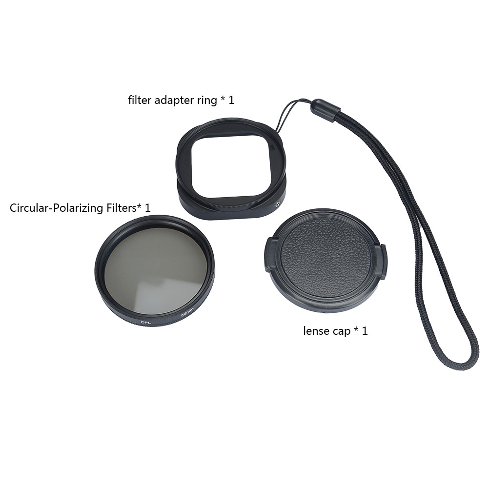 Adapter Ring + CPL Filter Lens + Protective Cap for GoPro 