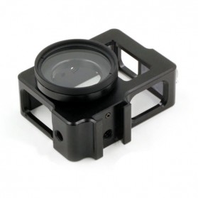 Metal Aluminium Case Shell Frame Housing for Xiaomi Yi with CNC Screw & UV Filter - Black - 8