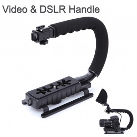 Camera Stabilizer & Handle - Feocon Camera Stabilizer Grip Video Handle C Shape for DSLR GoPro Xiaomi Yi - XT-375 - Black