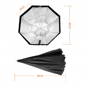 TaffSTUDIO Payung Octagon Softbox Reflektor 80CM untuk Flash Speedlight - LD-TZ207 - Black/Silver - 11