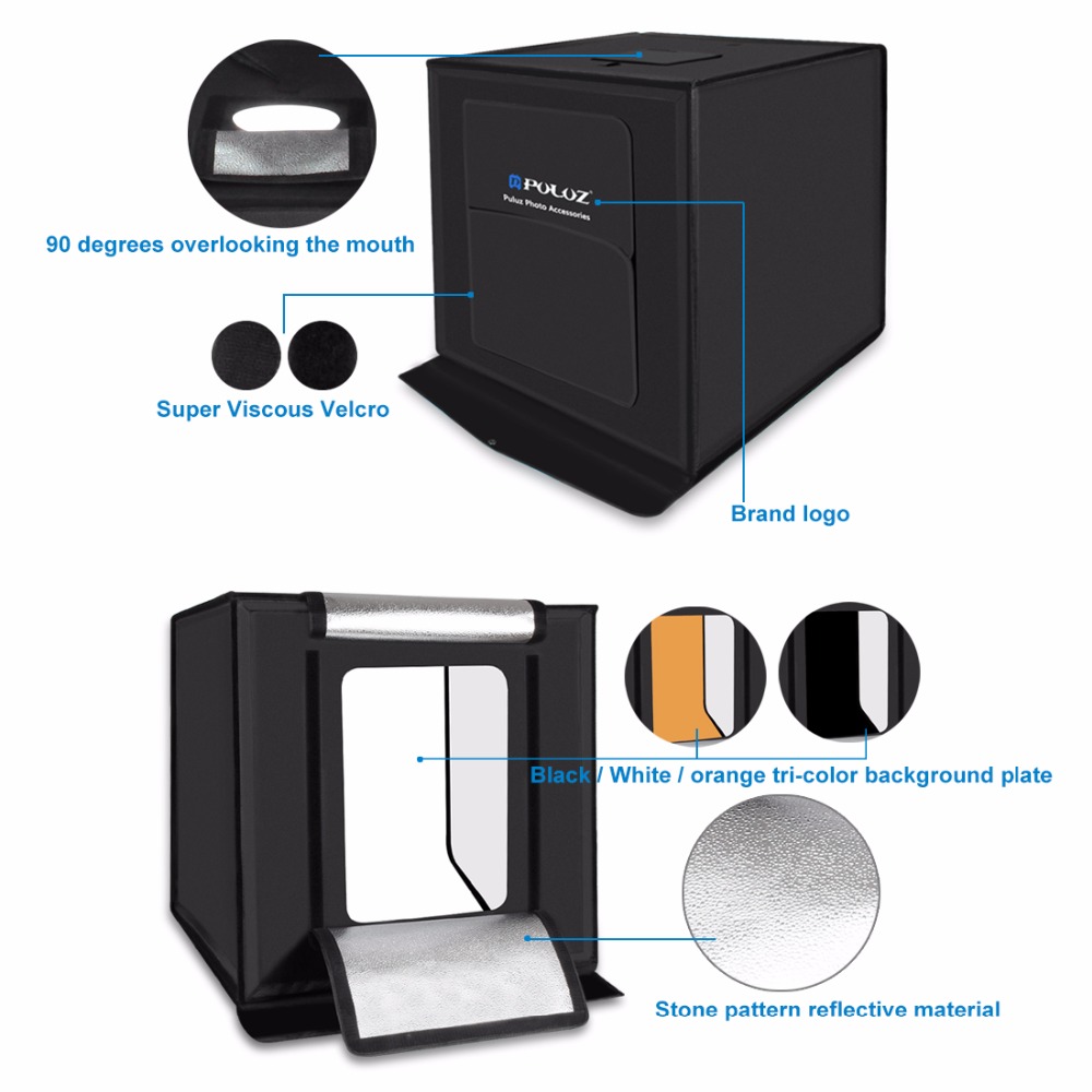 puluz photo studio mini portable dengan led dan 3pcs background size m black jakartanotebook puluz photo studio mini portable dengan led dan 3pcs background size m black jakartanotebook