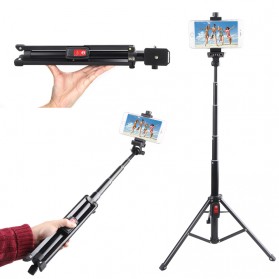 LetsPro Tongsis Monopod Tripod + Bluetooth Shutter - YK-3688 - Black - 1