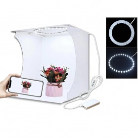 PULUZ Photo Studio Mini Soft Box Ring Light 30x30cm with 6 Backdrop - White