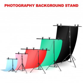 TaffSTUDIO Stand Background Backdrop Photography T-Shape 200x260cm with 4 Clamp Clip - M139-260 - Black - 2
