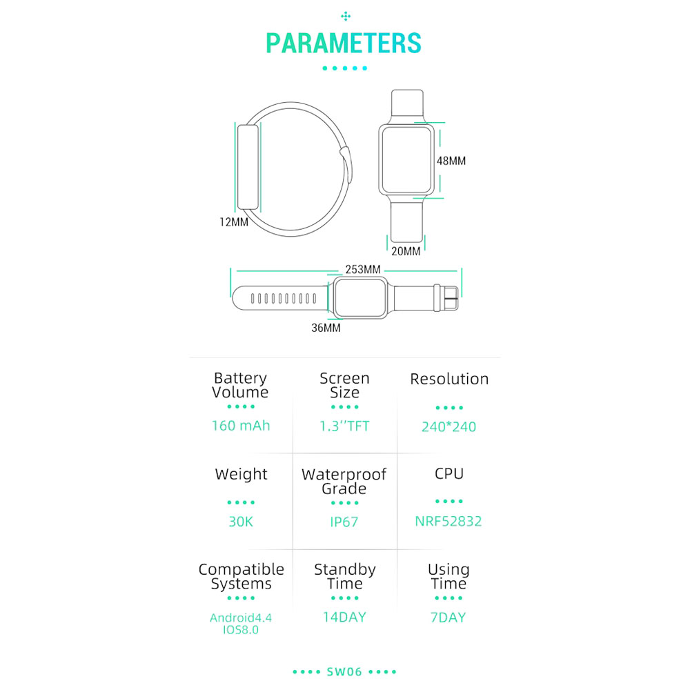 Gambar produk SKMEI Smartwatch Jam Tangan Pintar Heartrate Blood Pressure Thermometer - SW06Y