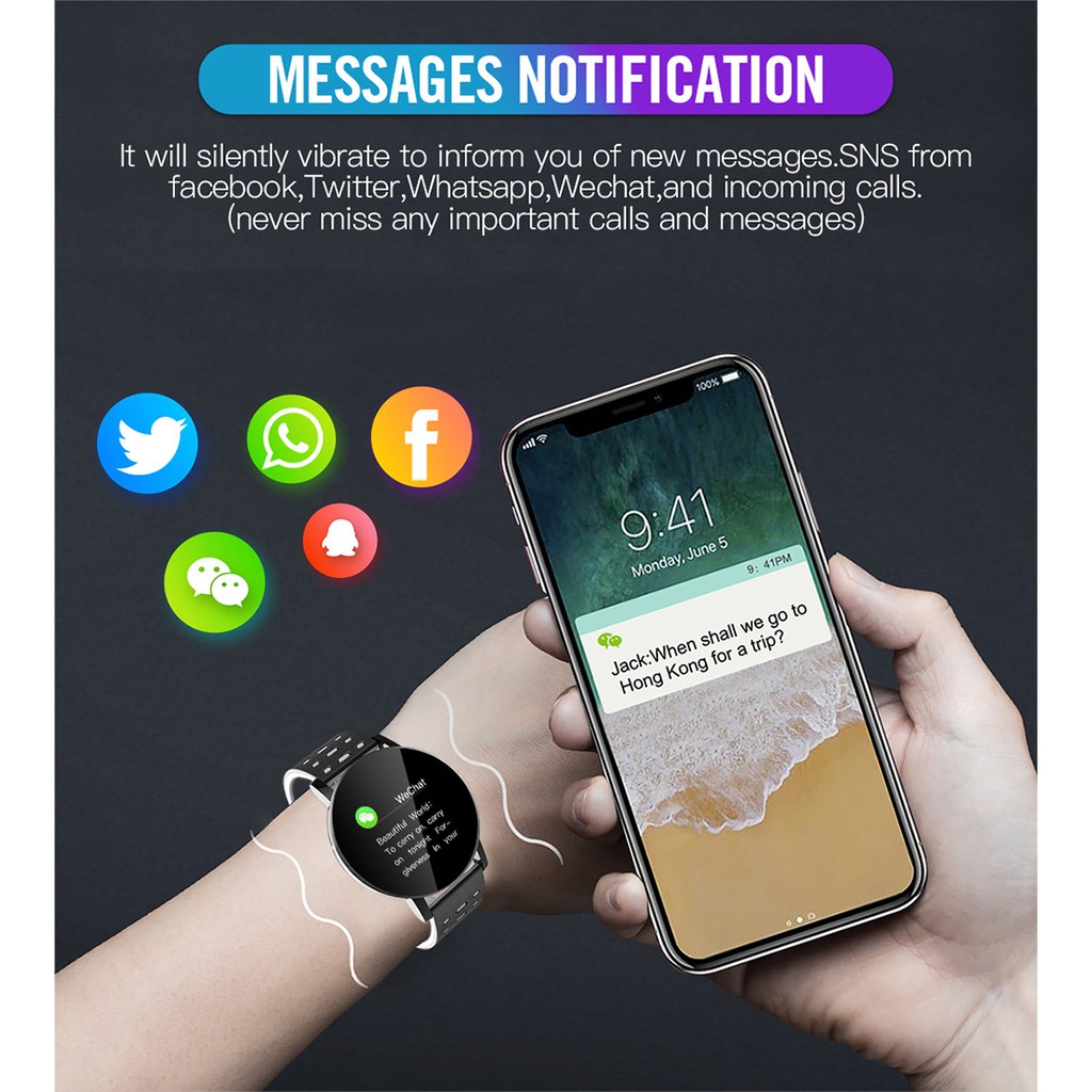 SKMEI Smartwatch Sport Fitness Tracker Heart Rate - 119 Plus - Gray -  JakartaNotebook.com