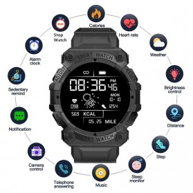 SKMEI Smartwatch Sport Fitness Tracker Heart Rate - FD68S - Black