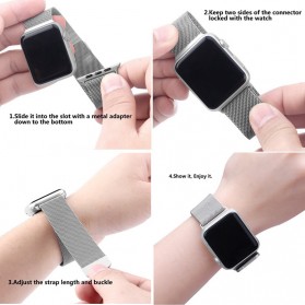 Lerxiuer Milanese Watchband untuk Apple Watch 42mm Series 1/2/3/4 - AP01 - Black - 5