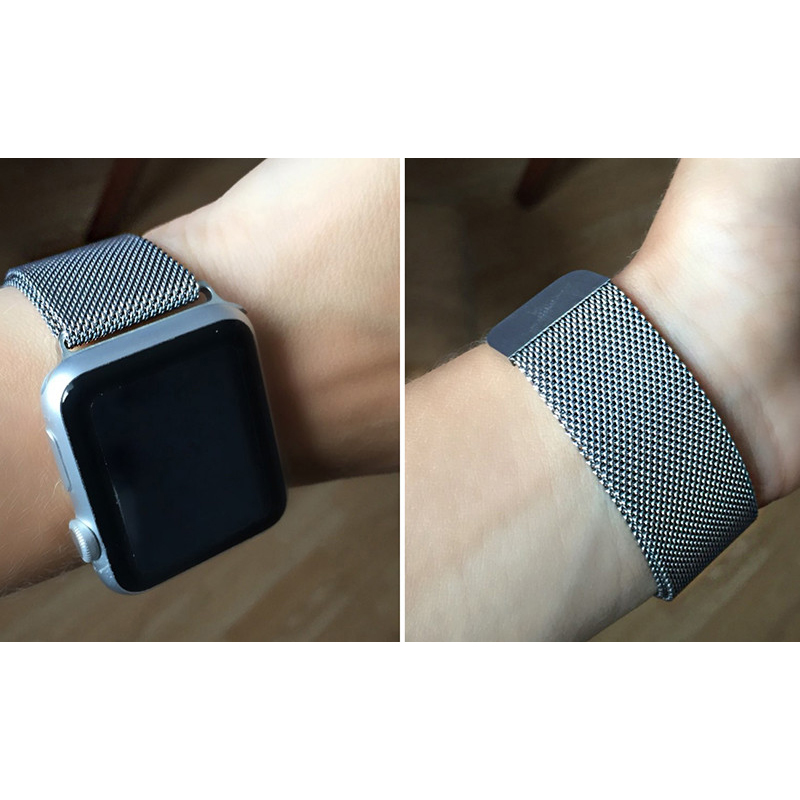 Lerxiuer Milanese Watchband untuk Apple Watch 42mm Series 1/2/3/4 - AP01 -  Black - JakartaNotebook.com