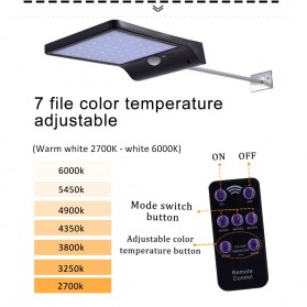 Alloet Lampu Solar Outdoor 48 LED 7 Color Temperature +Remote 2700-6000K - 1501B - Black - 2