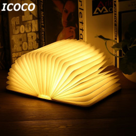 ICOCO Lampu LED USB Magnetic Foldable Wooden Book Lamp Night Light - ZM1340801 - Black/Brown