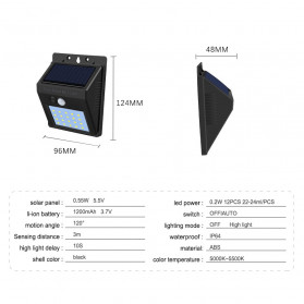 AVACOM Lampu Solar Sensor Gerak Outdoor Weatherproof 20 LED 1 PCS - L23 - Black - 3