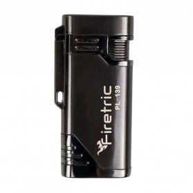 Firetric Korek Api Gas Lighter Double Jet Torch - PL-139 - Metallic Black