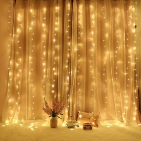 TaffLED Lampu Gorden Dekorasi Wedding Fairy Light 3x3 Meter 300 LED - 300L - Warm White - 1
