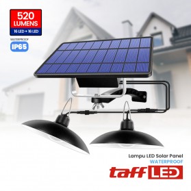TaffLED Lampu LED Solar Panel Outdoor Waterproof Two Light White - 191006ZK - Black