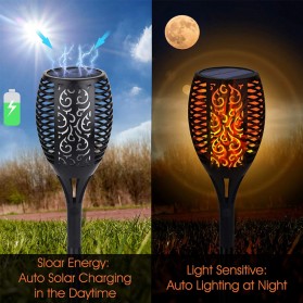 Warmtaste Lampu Api Dekorasi Flame Fire Torch Light Waterproof 33 LED with Solar Panel - YMJ010 - Black - 7
