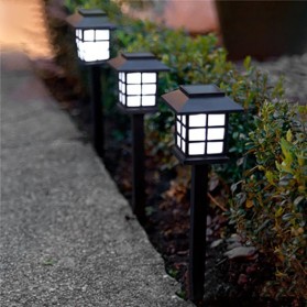 Lampu Taman - AIFENG Lampu Taman Solar Panel Garden Decoration Ground Plug Cool White Light - EM320 - Black