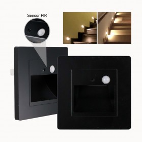 BOLXZHU Lampu LED Dinding Tangga Rumah PIR Sensor Warm White 1.5W - Black