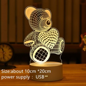 OKAL Lampu LED 3D Acrylic Transparan Design Bear - J-001 - White