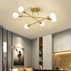 Kinwope Lampu LED Plafon Modern Minimalist Ceiling Light with 6 Warm White Bulb - X099 - Golden