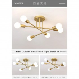 TaffLED Lampu LED Plafon Modern Minimalist Ceiling Light with 6 Warm White Bulb - X099 - Golden - 4