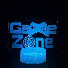 OUIO Lampu 3D RGB LED Transparan Design Night Light Game Zone - LD321 - Blue