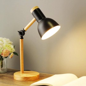 Pookin Lampu Baca LED Desk Lamp Nordic Wooden Art 12W Tri-Color - PK407 - Black