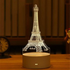 STUXMOS Lampu LED 3D Acrylic Transparan Design Eiffel - HD088 - Cream