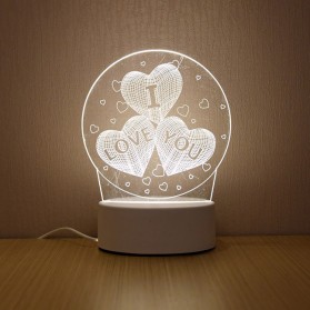 SOLOLANDOR Lampu 3D LED Transparan Design I LOVE YOU - LD3200 - White