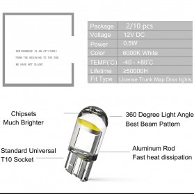 JPNPL Bohlam Lampu LED Interior Mobil Sein W5W T10 2 PCS - T1010P - Blue - 6