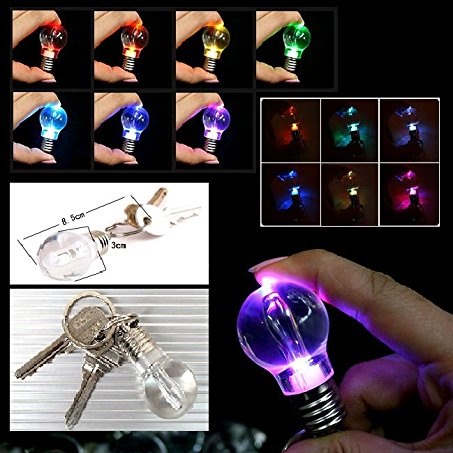 Lampu LED Bohlam Mini Multiwarna dengan Keychain - Transparent