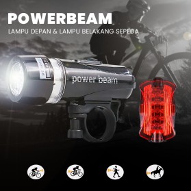 Powerbeam Lampu Depan Sepeda 5 LED & Lampu Belakang - HB-618 - Black