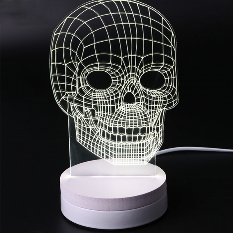 Lampu 3D LED Transparan Design Tengkorak White Lampu 3D LED Transparan Design Tengkorak White