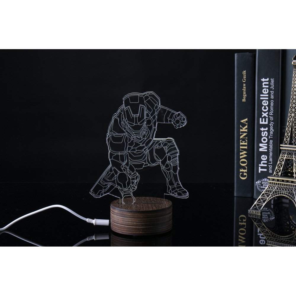 Lampu 3D LED Transparan Design Iron Man MK4 White Lampu 3D LED Transparan Design Iron Man MK4 White