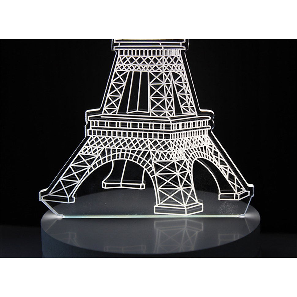 Lampu 3D LED Transparan Desain Eiffel Tower G5711A White