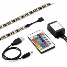 Genssi LED Strip RGB 5050 50cm 2 PCS dengan 5V USB Controller & Remote Control - L5 - Black