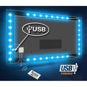 Genssi LED Strip RGB 5050 50cm 2 PCS dengan 5V USB Controller & Remote Control - Black - 3