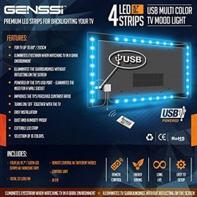Genssi LED Strip RGB 5050 50cm 2 PCS dengan 5V USB Controller & Remote Control - L5 - Black - 4