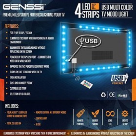 Genssi LED Strip RGB 5050 50cm 2 PCS dengan 5V USB Controller & Remote Control - Black - 4