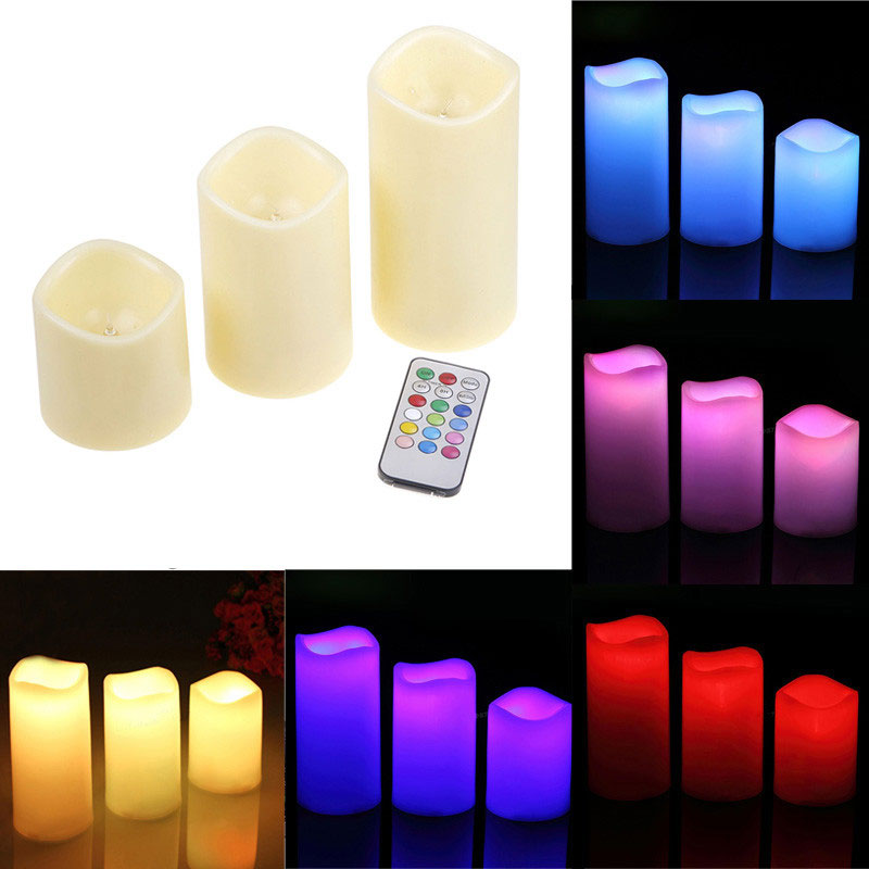 Lilin LED RGB dengan Remote 3PCS - White - JakartaNotebook.com