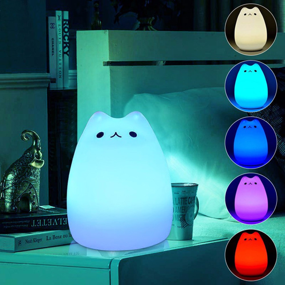 Lampu 7 Warna Model Kucing Lucu - White - 1