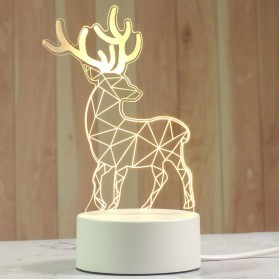 VKTECH Lampu 3D LED Transparan Design Deer Warm White - LD2701 - White