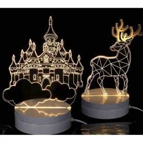 VKTECH Lampu 3D LED Transparan Design Deer Warm White - LD2701 - White - 2