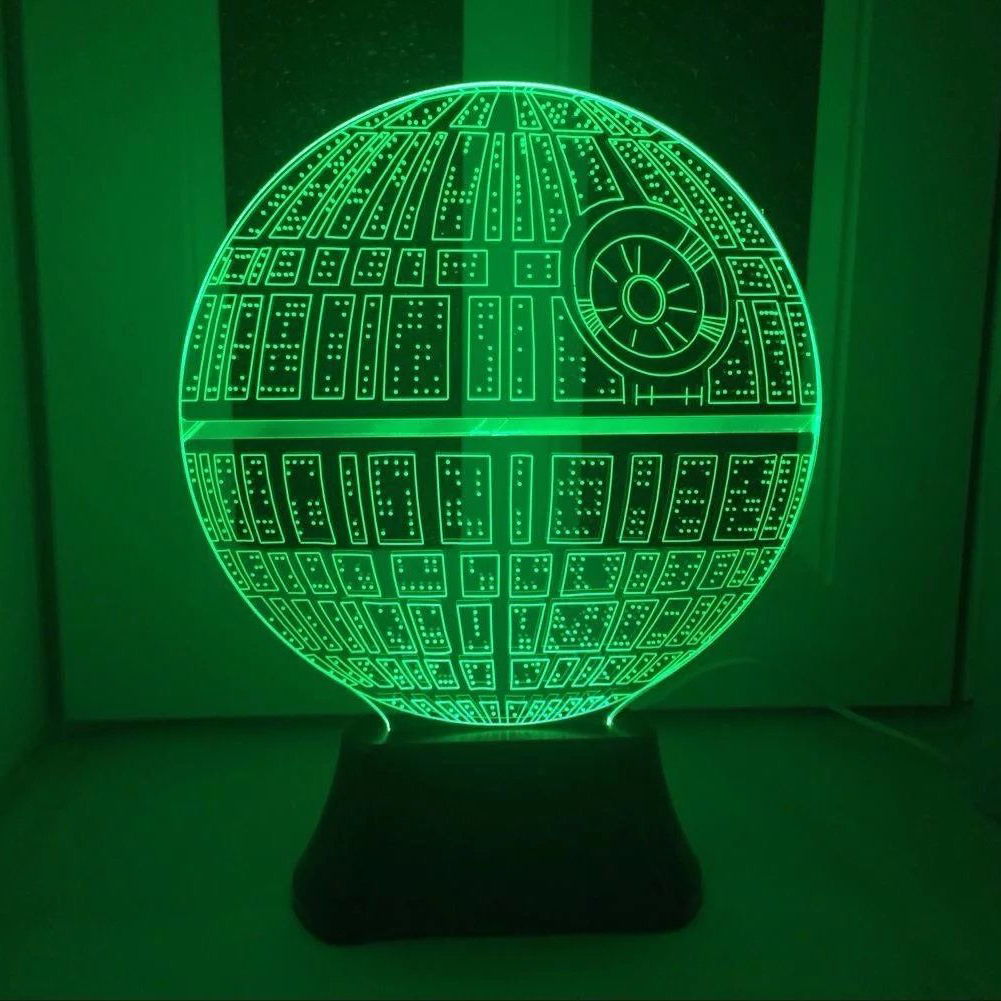 Lampu 3D LED Transparan 7 Color Design Star Wars Ball 
