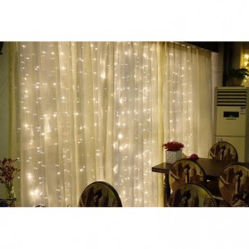 TaffLED Lampu Gorden Dekorasi Wedding Fairy Light 3x3 Meter 300 LED - 300L - White - 5